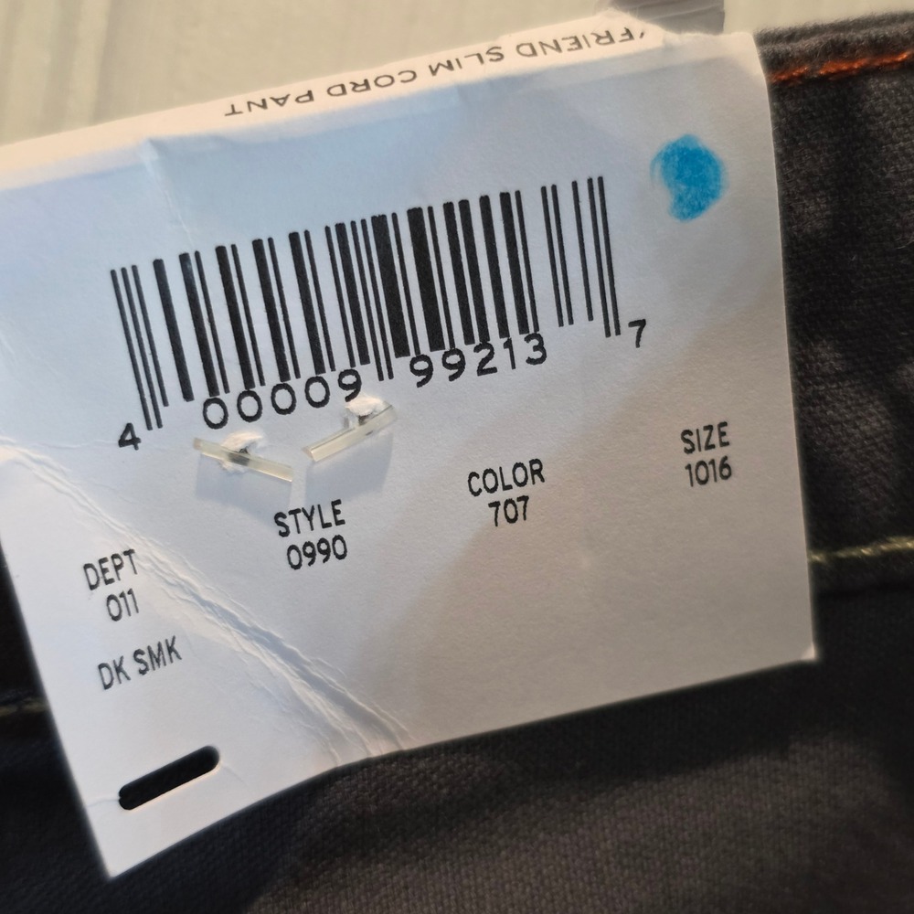 Eddie Bauer Corduroy Pants Boyfriend Slim Tapered Sz 16 Dark Gray Cotton Jeans - Picture 11 of 15